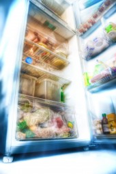 Futuristic fridge. Draw styled photo (HDR).