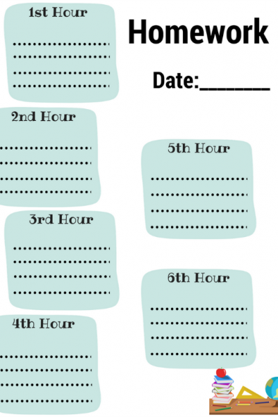 homework daily planner