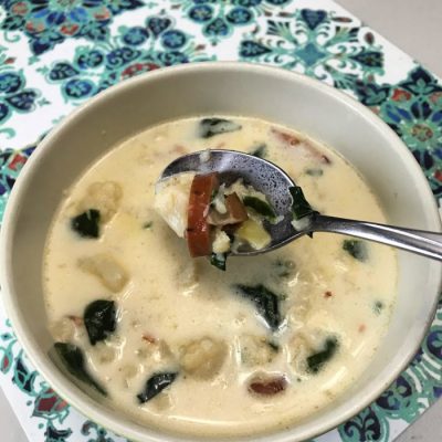 creamy cauliflower andouille soup