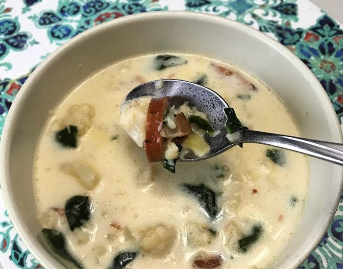 creamy cauliflower andouille soup